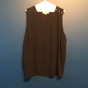 LOFT Navy top w pearl button details